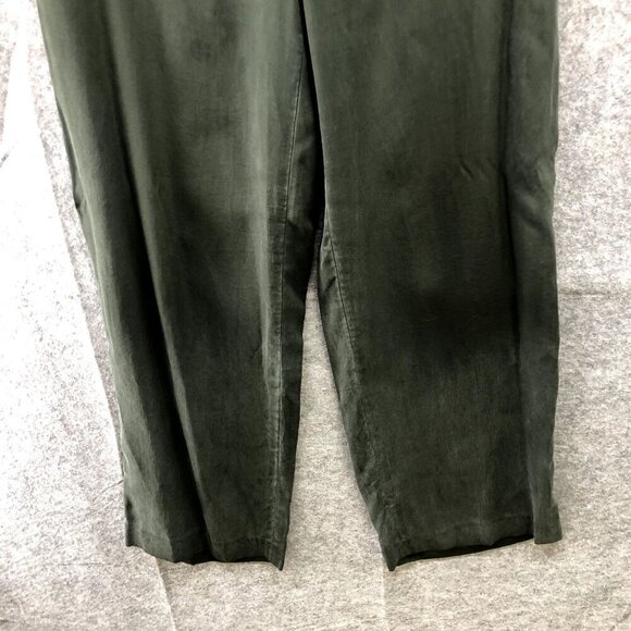 Vintage Eddie Bauer Lyocell Pants Womens Size 8 Green Wide Leg High Rise - Picture 4 of 10